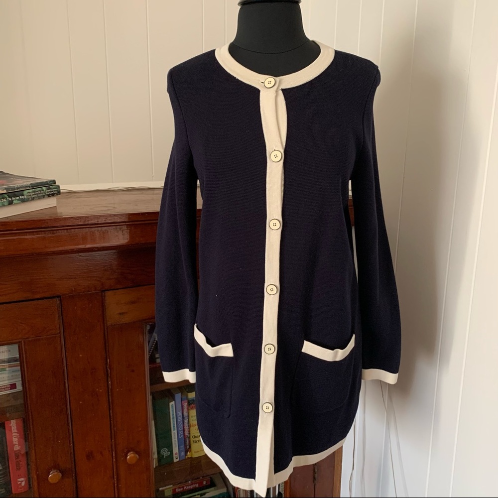 Talbots Navy Long Duster Cardigan-SP